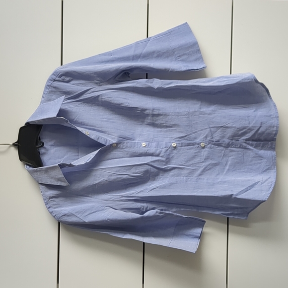 Sisley button up 3/4 sleeve shirt, blue, x small size - Picture 1 of 5